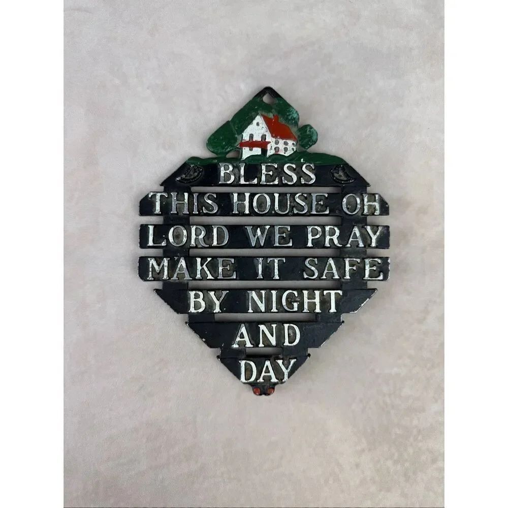 Vintage Cast Iron Prayer Trivet Cottagecore